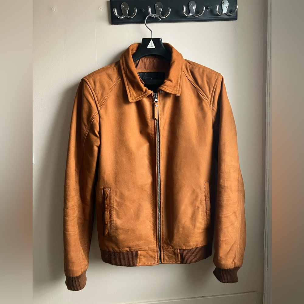 Men's Brown Nubuck Jacket with Shearling Collar